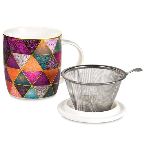 Mug Infuseur à Thé en Porcelaine Mandala Multicolore