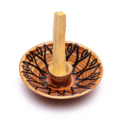 Soporte Palo Santo, quemador de incienso de cerámica para madera de Palo  Santo o palo de incienso perfumado, marrón